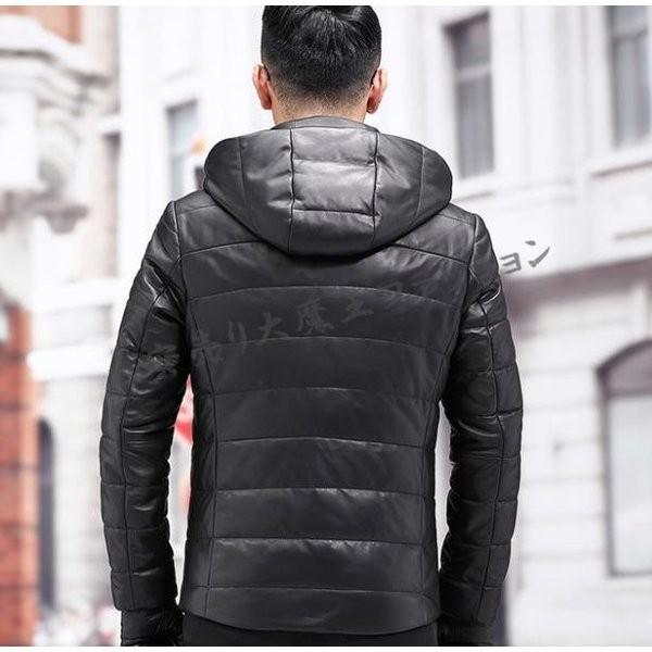 ダウンコートメンズ高級ラム革羊革40代50代60代超ロングダウン