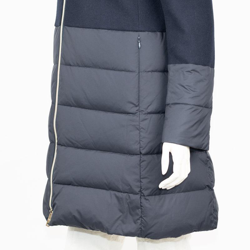 HERNO（ヘルノ） | ウールナイロン異素材コンビ ネイビー ダウンコート