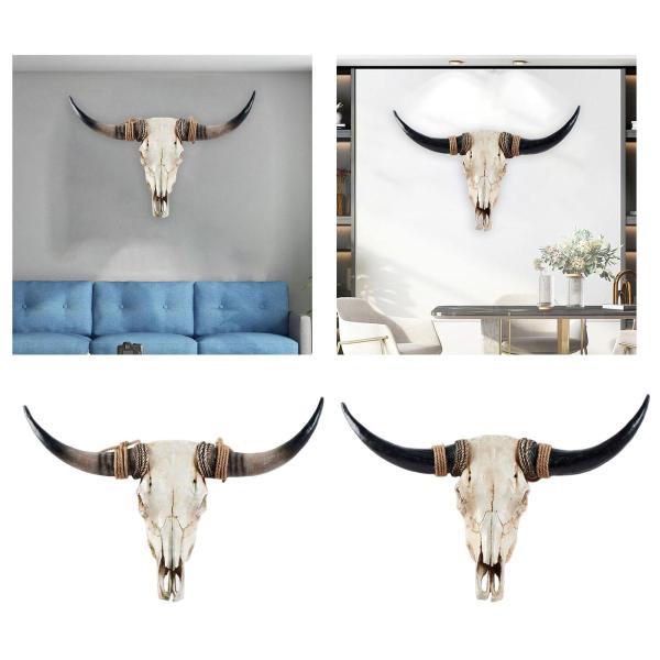 動物の頭の壁の装飾の牛の樹脂の彫像人工の長い角の牛の頭蓋骨の壁の