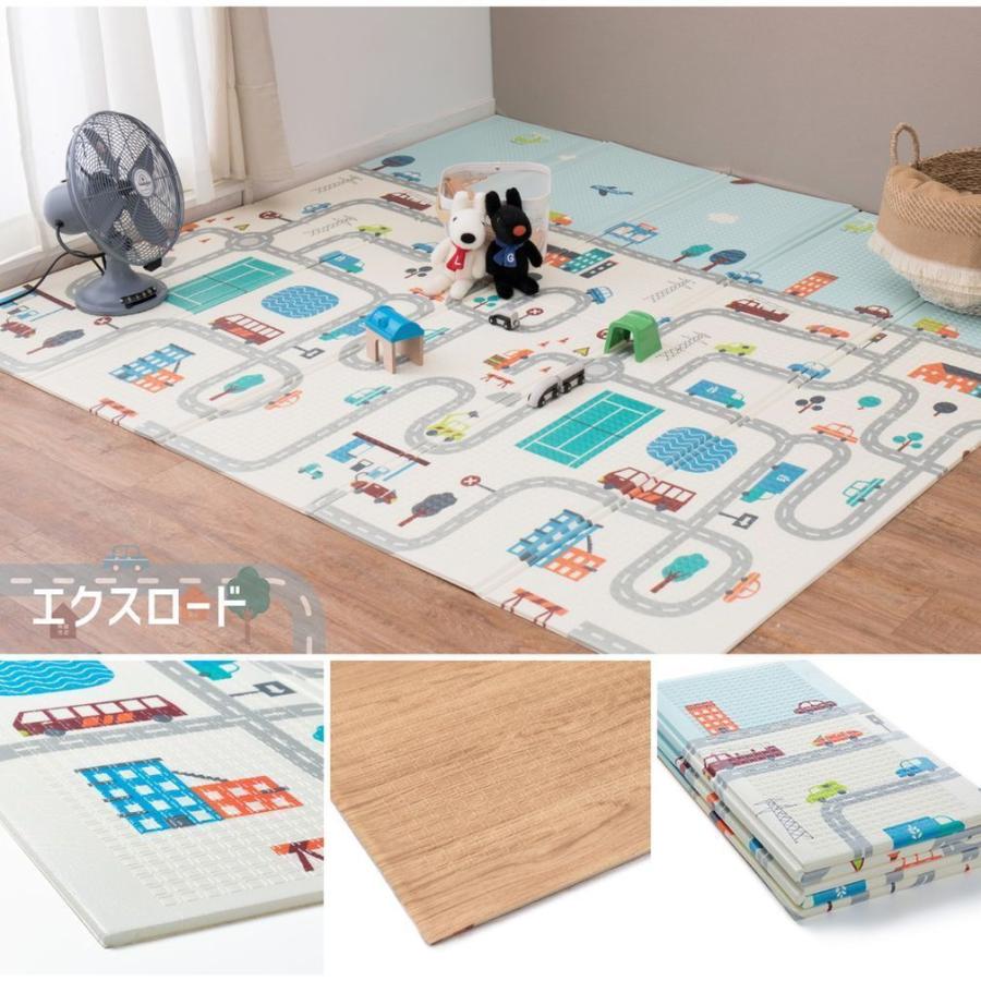 プレイマット ベビー 赤ちゃん 折りたたみ 道路 178×196cm クッション