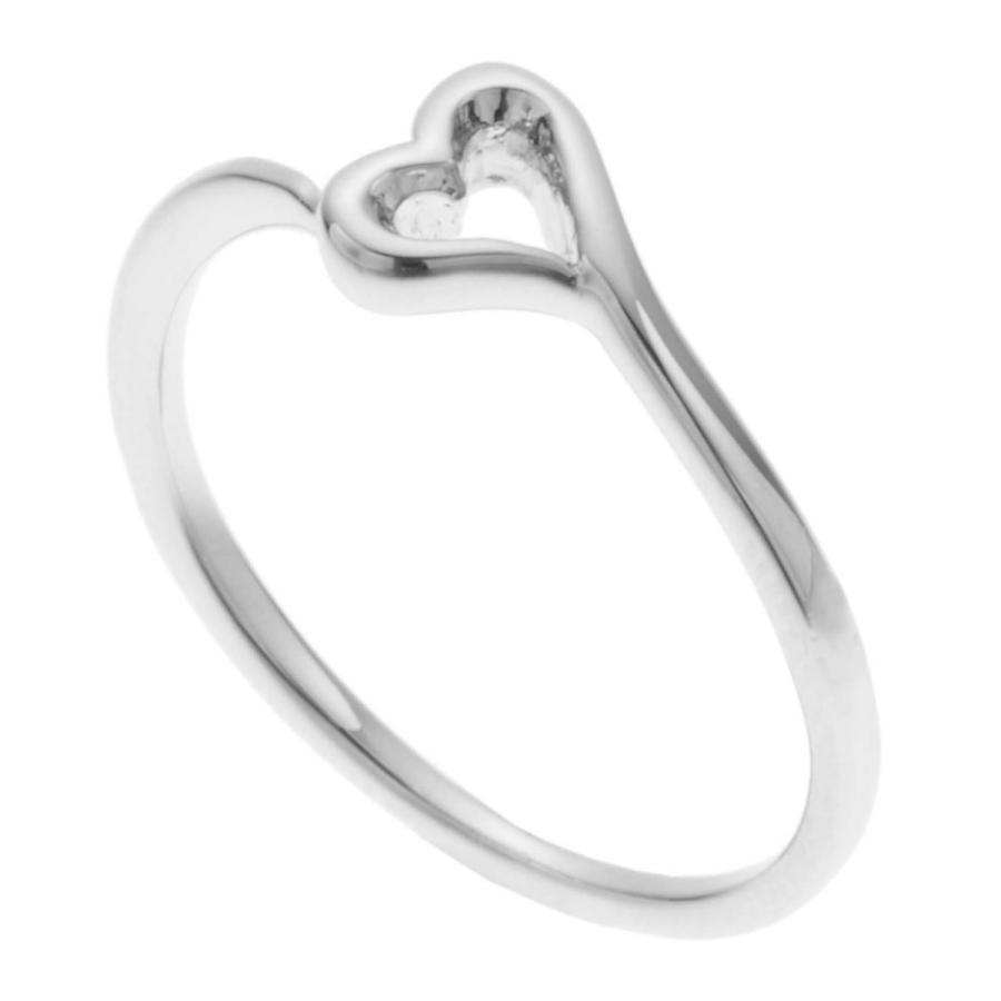 リング シルバー925 ミニ オープンハート ハート型 華奢 細身 細い