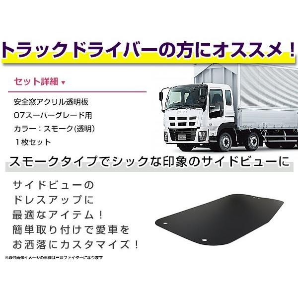 三菱 ふそう 07 スーパーグレート H19.7〜H29.5 安全窓 スモーク 透明