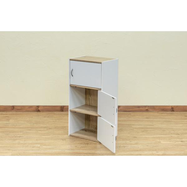 サカベ カラーボックス 3段 扉3枚付き GRANZ 3段ラック 収納ラック