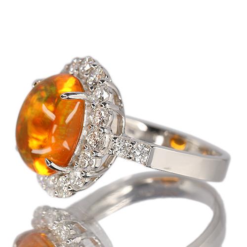 メキシコ産ファイアオパール 3.8ct ダイヤモンド 1.2ct プラチナ