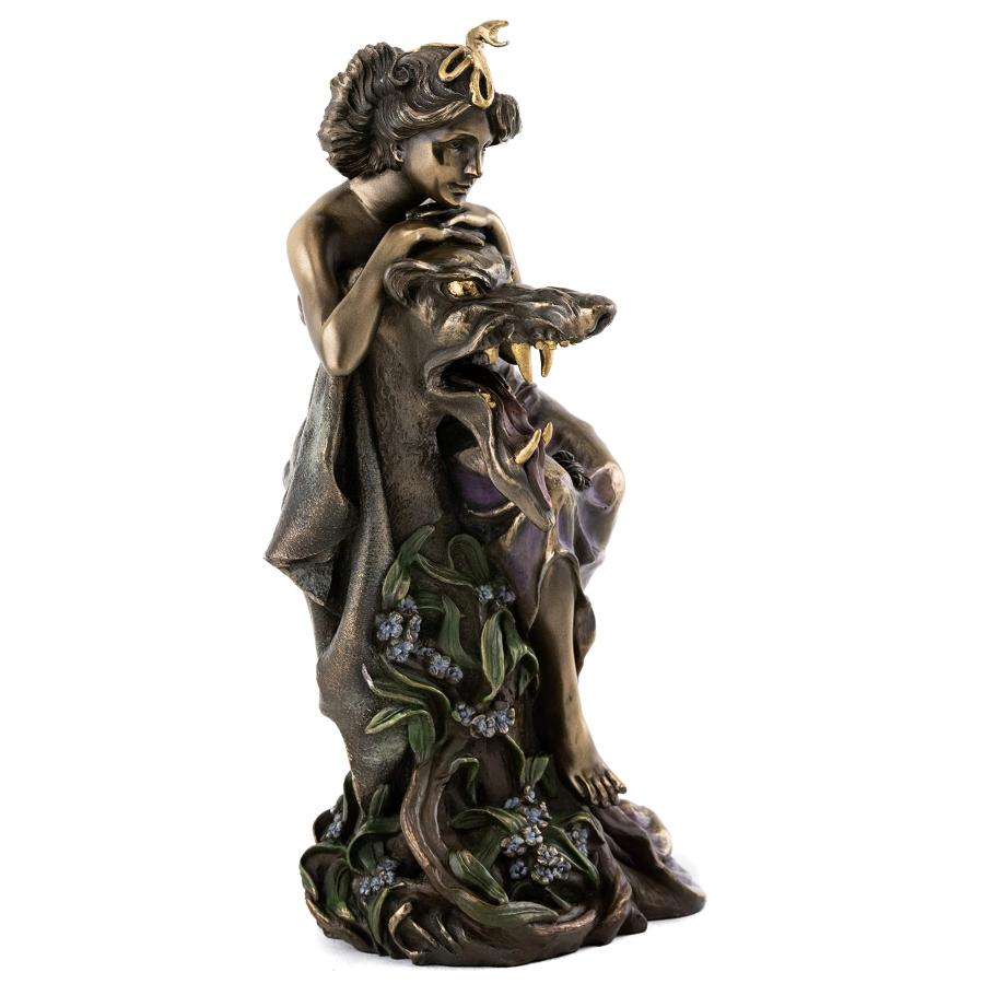 セール！即日納品！アルフォンス ミュシャ風「美女と野獣」彫像