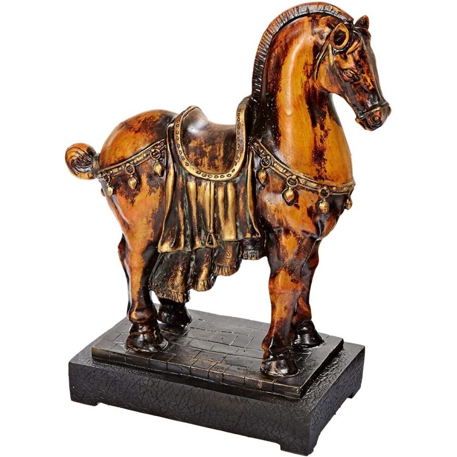 デザイン・トスカノ製 古代中国 皇帝 唐三彩 馬の彫刻 彫像 アート彫刻
