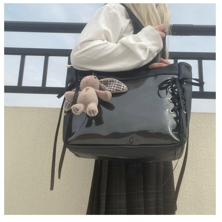 痛バック レディース 痛バ 2way A4 デコバッグ レースアップ 仕切り