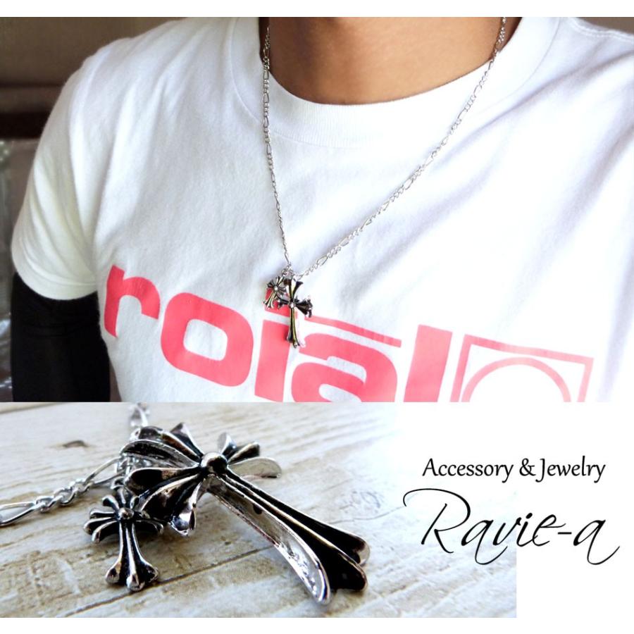 メンズ ネックレス クロス 十字架 クロムハーツ好き 黒墨 シルバー