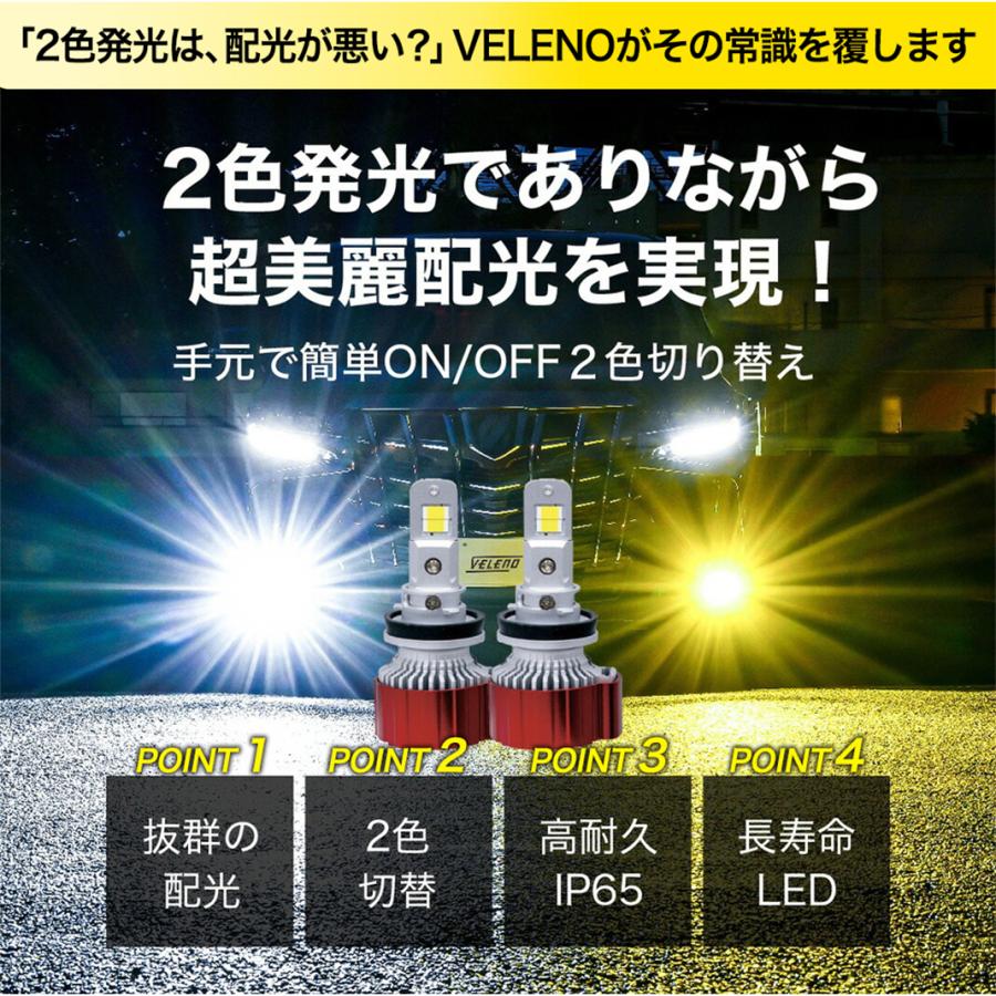 VELENO LEDフォグランプ バルブ H8 H11 H16 カラーチェンジ イエロー