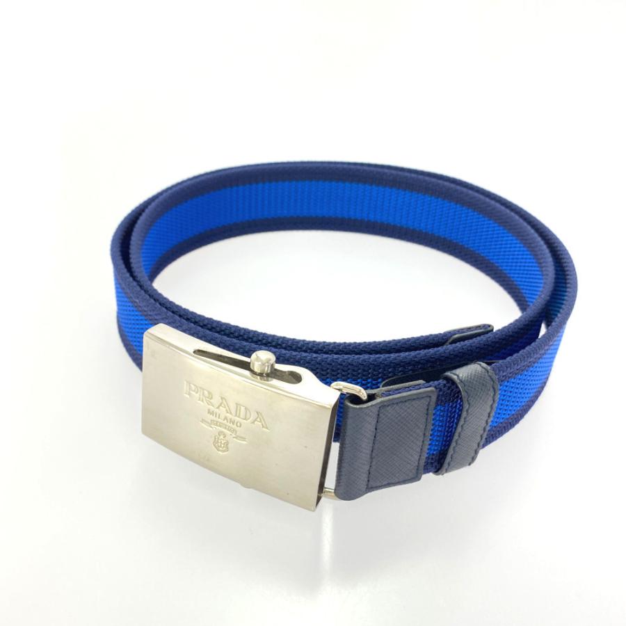 PRADA（プラダ） キャンバス ガチャベルト/ブルー/ネイビー/シルバー