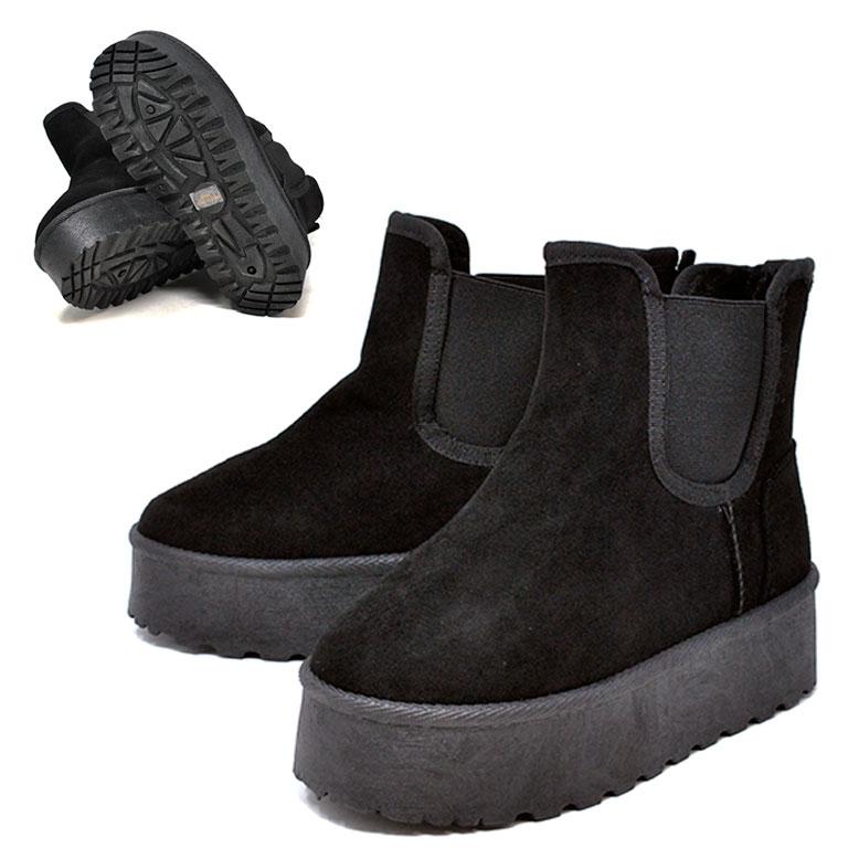 レディース 厚底 プラットフォーム サイドゴア ムートンブーツ