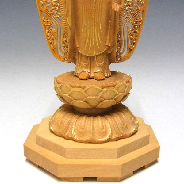 木彫り 仏像 金彩阿弥陀如来 立像 高さ15cm 柘植製 : 仏像と縁起物の