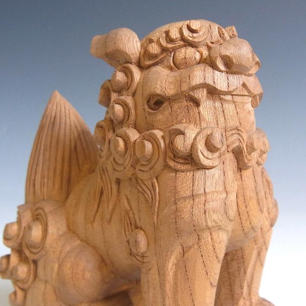 国産欅 木彫り 獅子狛犬 置物 高さ11cm : 仏像と縁起物の専門店 龍祥