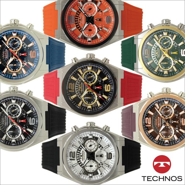 TECHNOS（テクノス） T8B84 シリコンベルトモデル クロノグラフ 腕時計