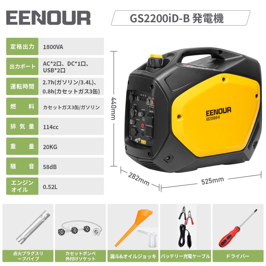 EENOUR 「新店より購入と更にお得」 インバーター発電機 GS2200iD-B
