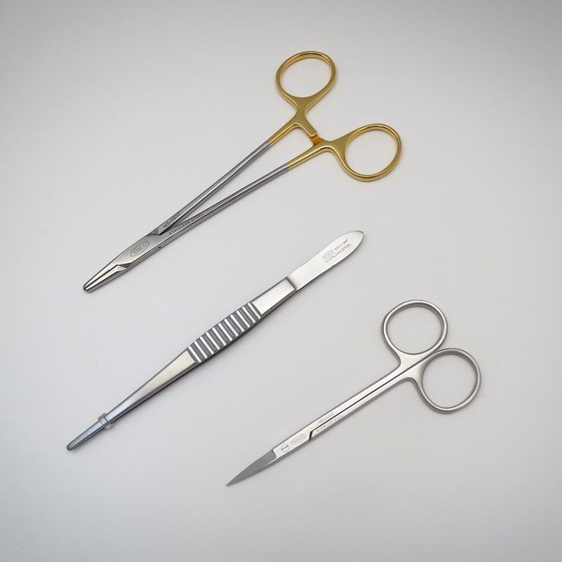外科器具3点セット（メーヨーヘガール持針器TC超硬チップ付16cm、外科