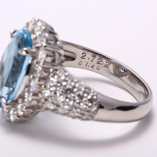 3月誕生石 アクアマリン プラチナ リング 指輪 PT900 ダイヤモンド