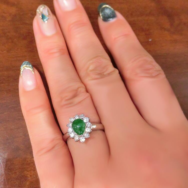 翡翠 リング プラチナ PT ヒスイ (5月誕生石) ダイヤモンド 指輪