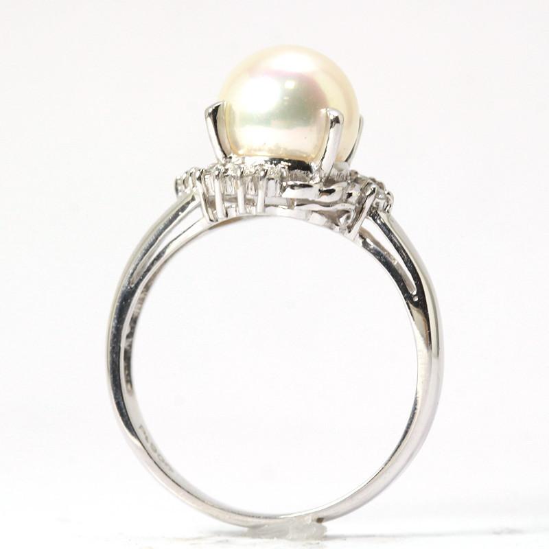 Pt900 パールリング 8mm ダイヤモンド 0.12ct 12号 真珠 プラチナ 指輪