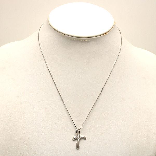 K18WG クロス ネックレス 約45cm ダイヤモンド 0.306ct 18金 ホワイト