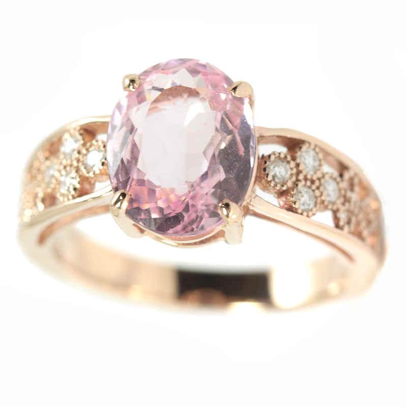 モルガナイト リング 2.57ct 12号 ダイヤモンド K18PG 18金 ピンク