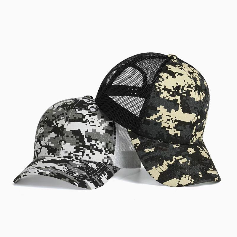 綿ポリ リップストップ 迷彩 カモ スナップバック メッシュ キャップ