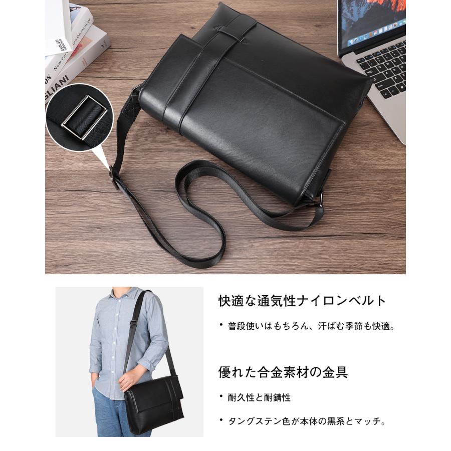 TIDING メッセンジャーバッグ 本革 メンズ ショルダーバッグ 13PC A4