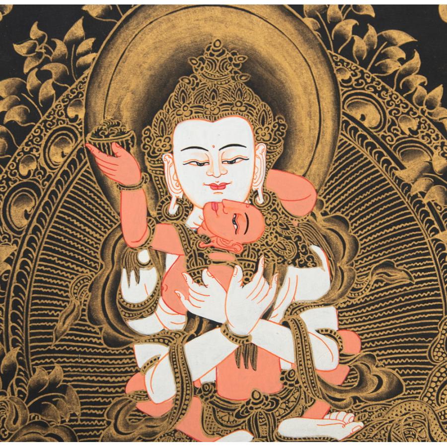 送料無料 観音菩薩 タンカ 仏画 マンダラ 〔一点物〕タンカ ヤブユム