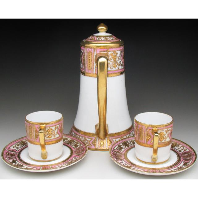 ノリタケ オールドノリタケ ピンク地金盛り文 デミタスセット カップ