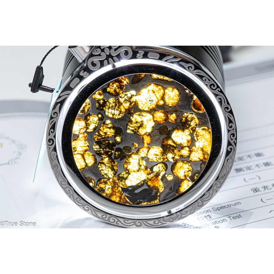 鑑別書付き AAA パラサイト隕石 回転 大型 ペンダントトップ 62.56g 石