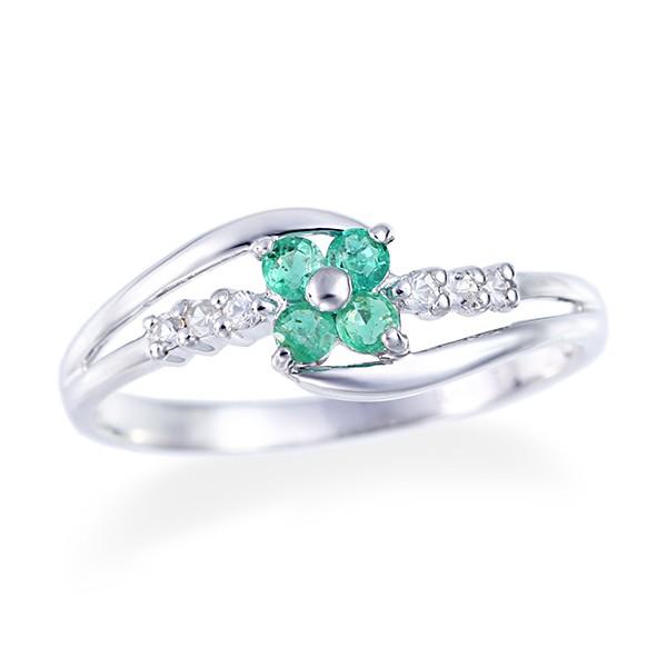 ジュエリーツツミ K10ホワイトゴールドエメラルドリング : ジュエリー