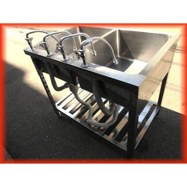 シンク 業務用 2槽シンク 流し台 ステンレス 900×600mm 蛇口付き