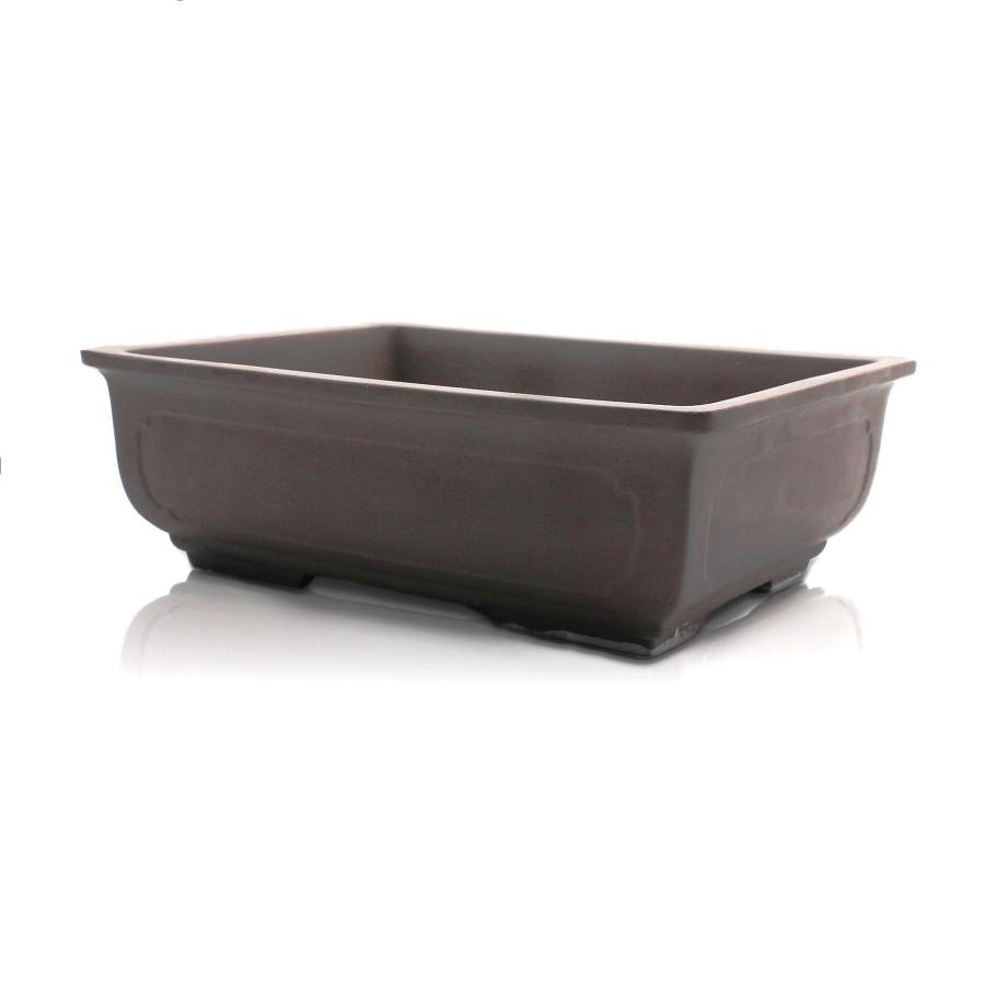 盆栽鉢 8号 長角マド入 う泥 四日市萬古焼 陶器 四角 浅型 大型 中型