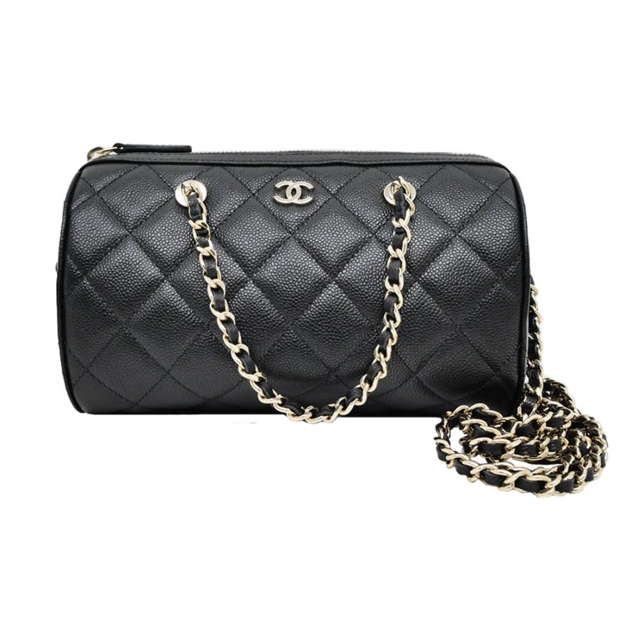 名東】シャネル ミニボストン マトラッセ キャビアスキン チェーン