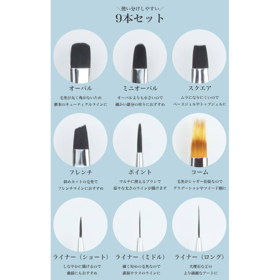 ネイル ブラシ 9本セット ジェル ネイルアート ネイル用品 ジェル