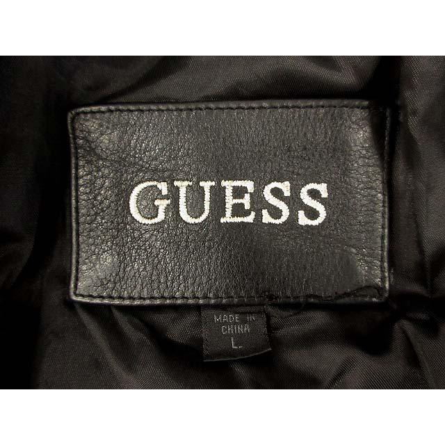 ゲス GUESS レザー カーコート ジャケット ブラック 黒 L メンズ
