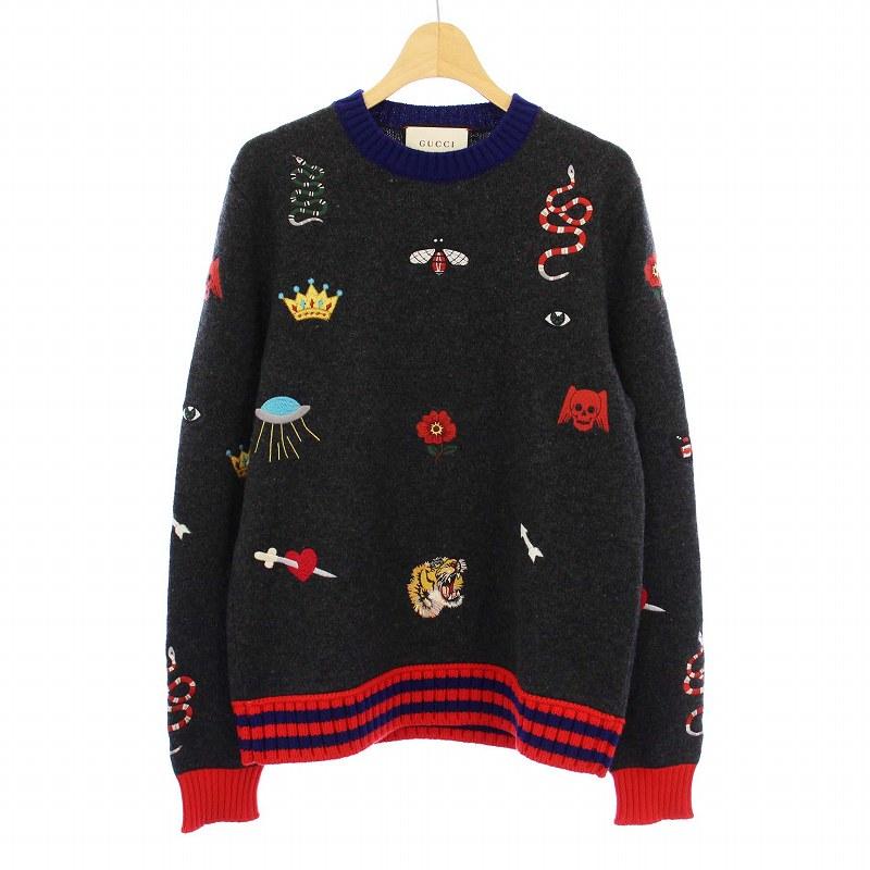 GUCCI（グッチ） エンブロイダリー ニット セーター 長袖 アイコン刺繍