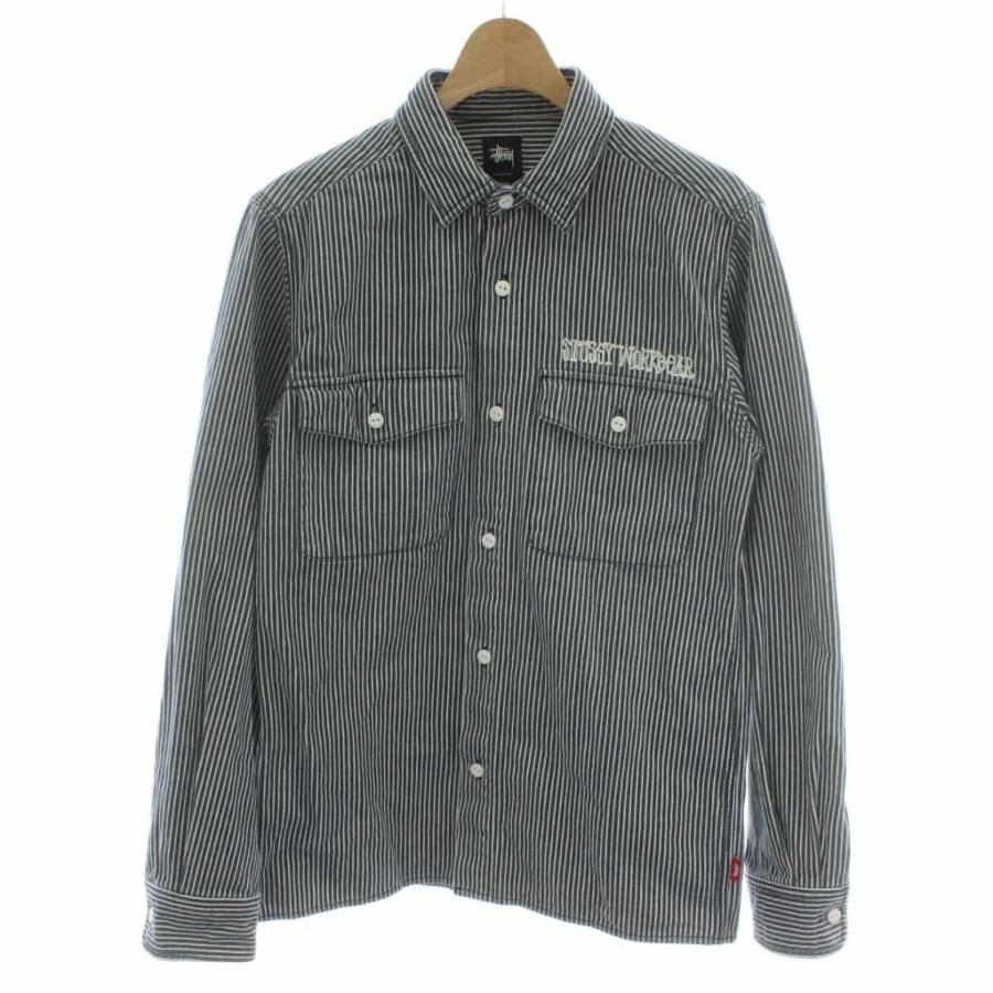 STUSSY（ステューシー） ヒッコリーシャツ 長袖 ストライプ S ネイビー