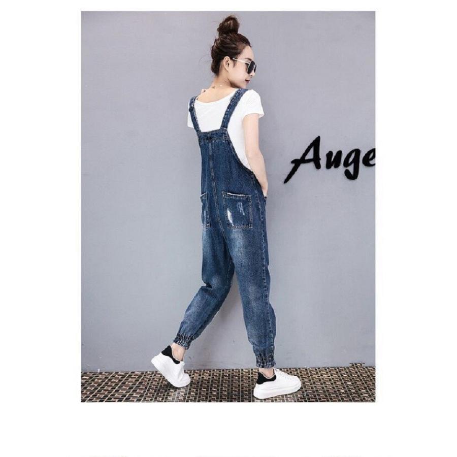 レディース オールインワン デニムサロペット オーバーオール ダメージ