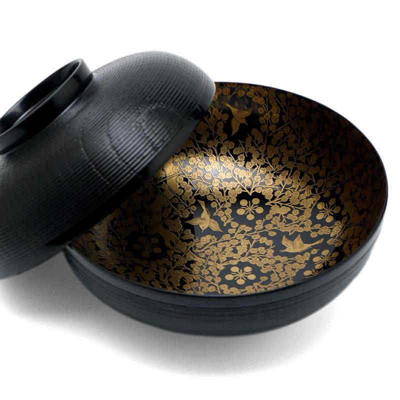 漆器：鶯宿梅蒔絵糸目椀・尚古堂・竹田省《お椀・12.8cm》 : 和食器の