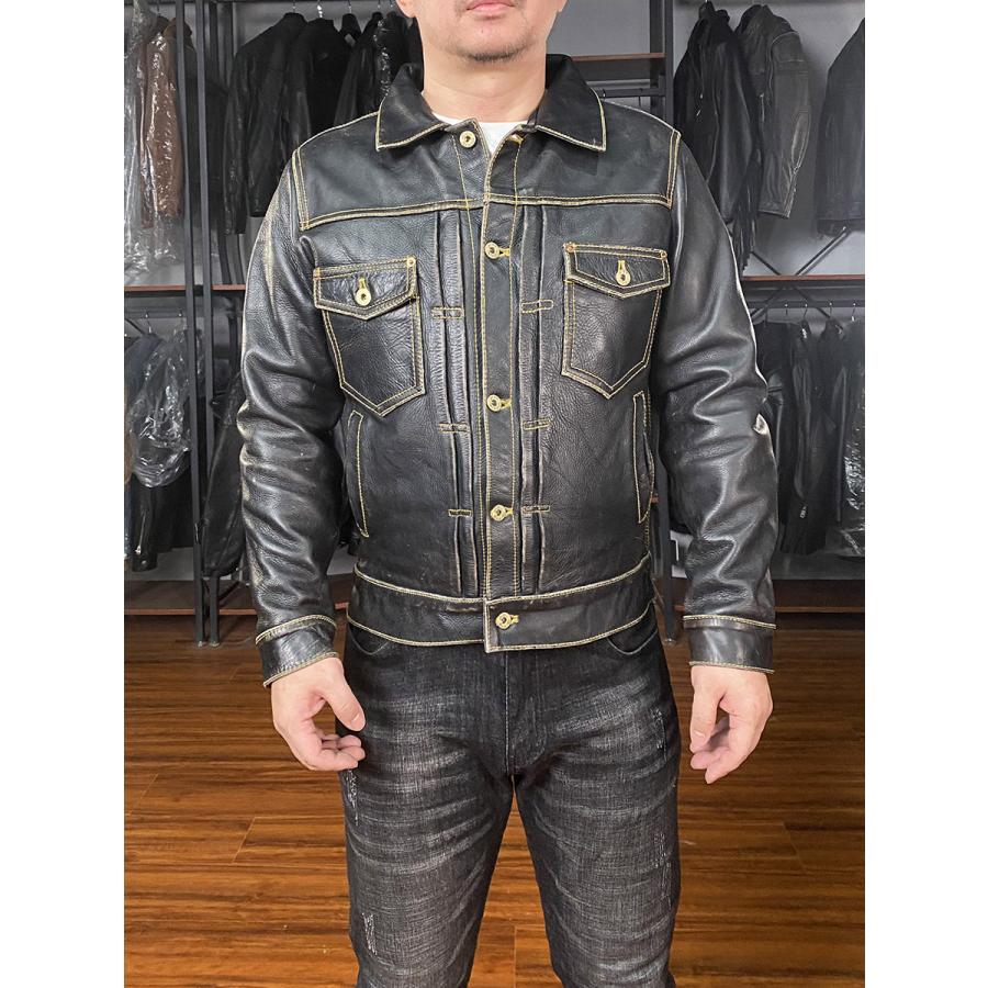 本革ジャケット ストーンウォッシュ 本革 牛革ジャケット 革ジャケット