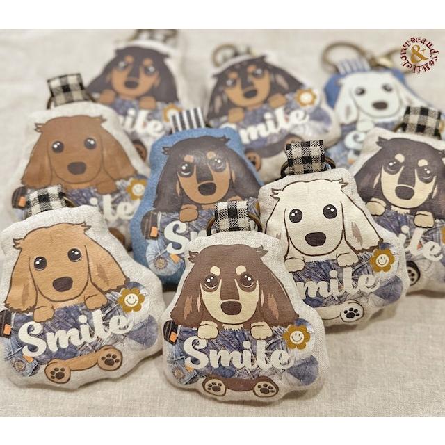 わんこ チャーム キーホルダー プリント Smileダックス S / かわいい