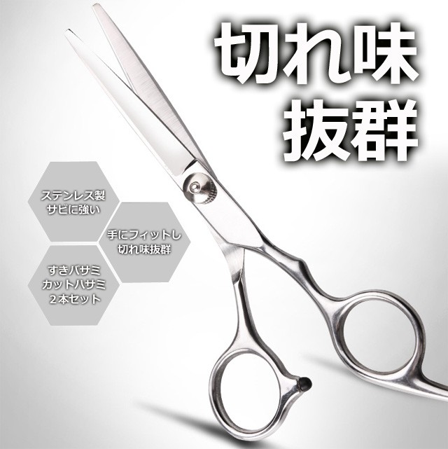 2本セット/美容師 ステンレスハサミ 専用ケース付 高級モデル ヘア