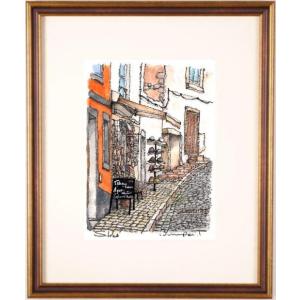 パリ 風景画 絵画 フランス 水彩画 高橋文平 「モンマルトルのカフェ