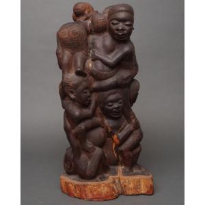 アフリカ タンザニア マコンデ ウジャマ 黒檀彫刻 32cm 木彫り 立像