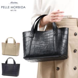 PELLE MORBIDA◇ミニトート/クロコ型押し/トートバッグ/レザー/BEG