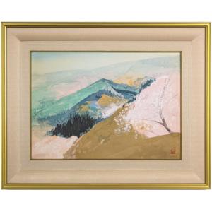 奥村土牛 「 精進湖 」 岩絵具方式 高級複製画 日本画 版画 富士山