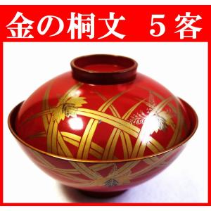 輪島塗 つばき蒔絵 吸物椀5客 輪島塗吸物椀 輪島塗お椀 汁椀 椿蒔絵
