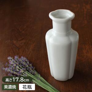 一輪挿し 花瓶 陶器 白 六角形 インテリア おしゃれ / 白い丸首 h15