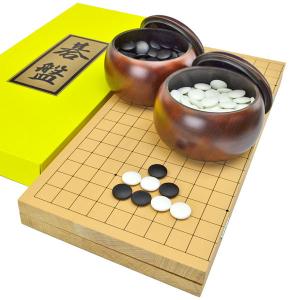 初心者の木製囲碁入門セット※13路9路盤・プラ碁石椿(白84粒・黒85粒